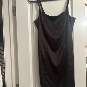 Aqua Black Satin Mini Dress